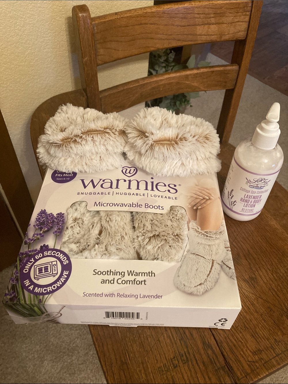 Warmies Microwavable Boots & Lavender Pond Farm Hand & Body Lotion Bundle NWOT